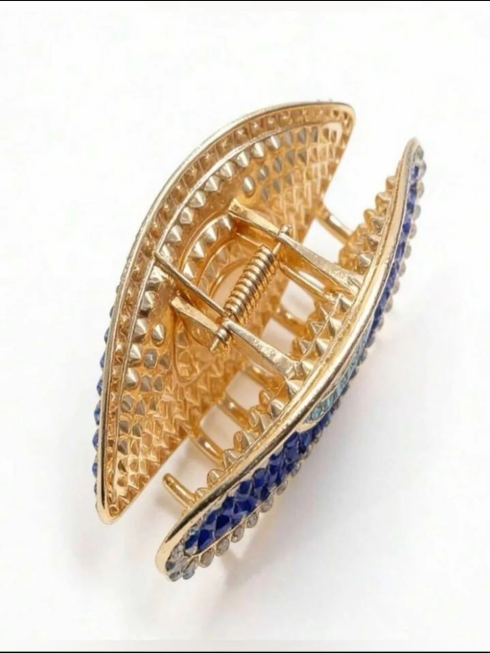 👀▪️Piper K ▪️Evil Eye Crystal Hair Clip - Blue and Gold-Tone